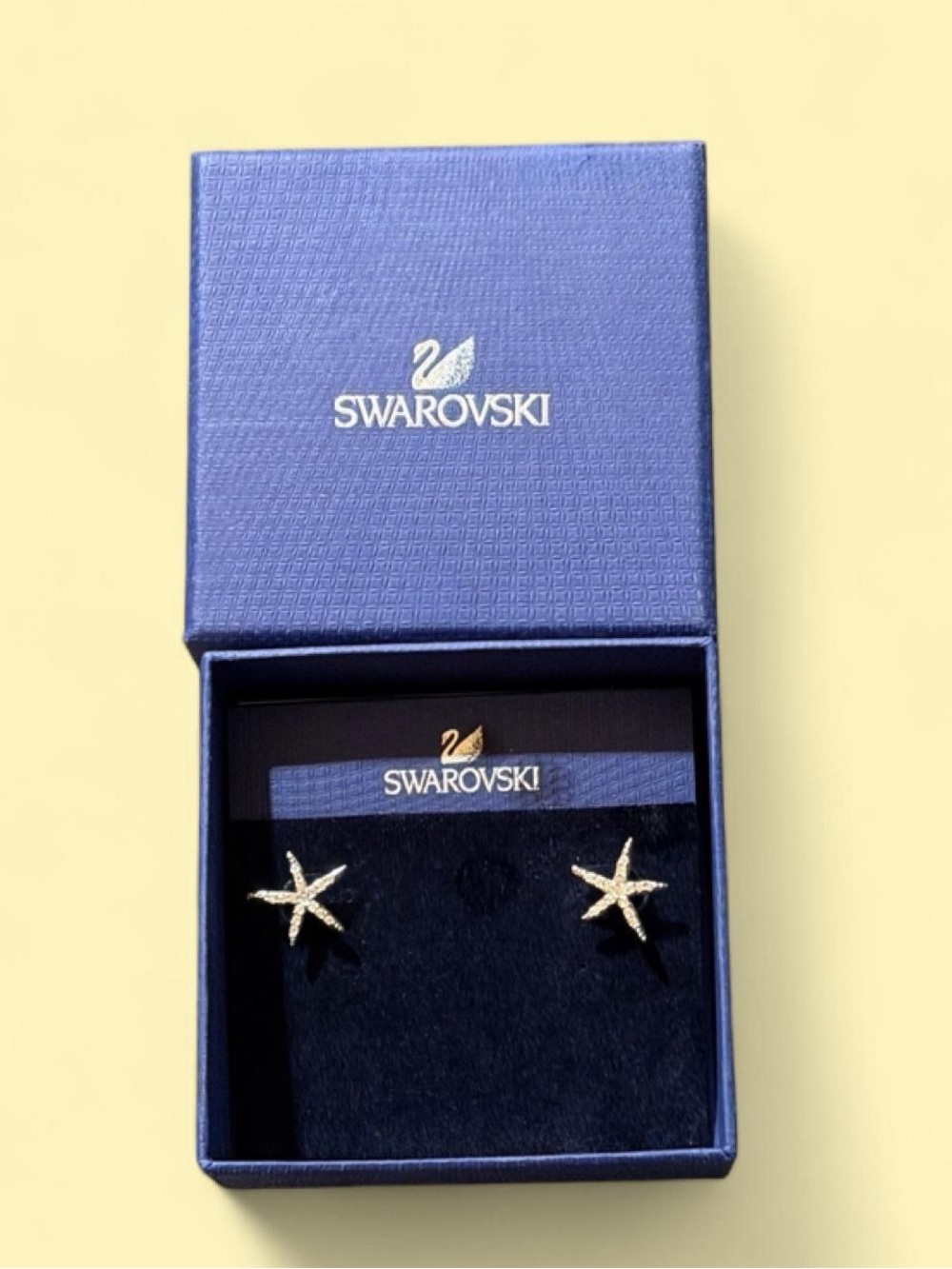 Swarovski crystal starfish earrings silver-tone starfish design clear crystals